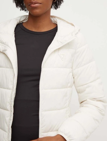 Puffer jakke GUESS Long Puffer Coat With Hood Hvid | V4YL05WF3X0-G1O6, 2