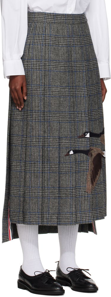 Nederdel Thom Browne Thom Browne Classic Pleated Maxi Skirt with Appliqué Grå | FGCA24E-E1376, 1