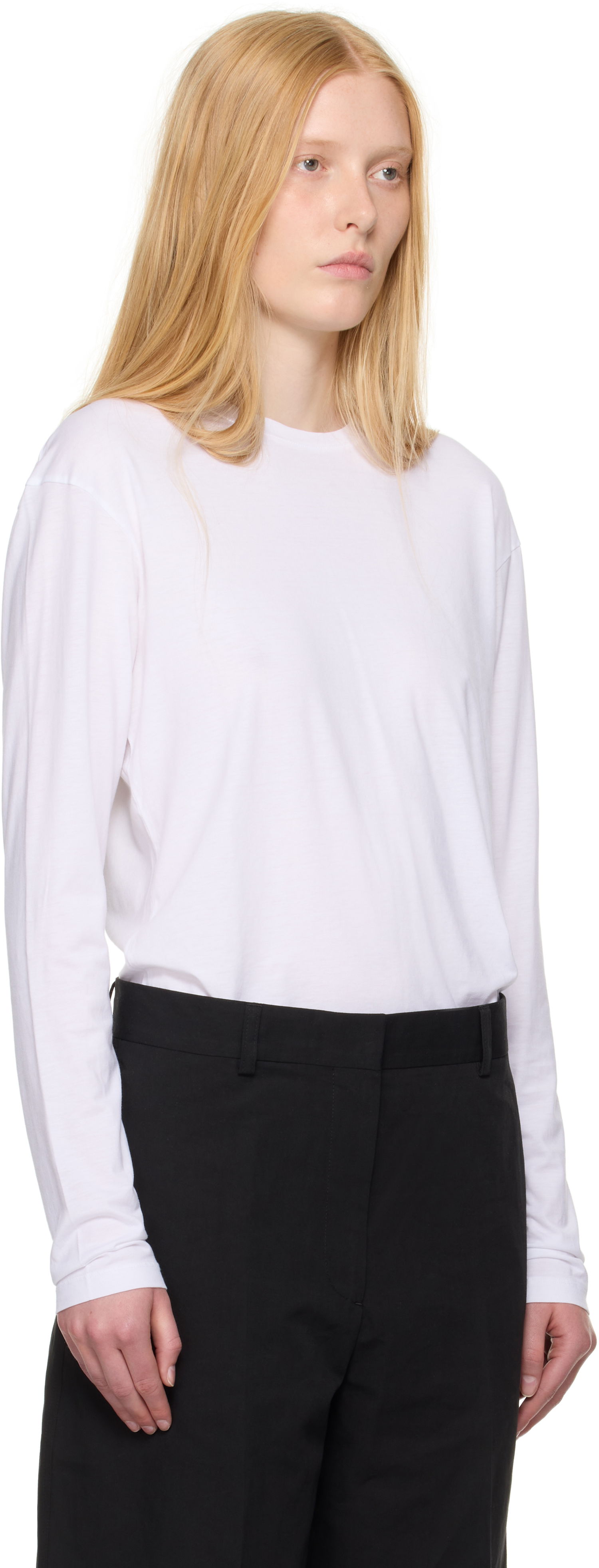T-shirt TOTEME TOTEME Classic Long Sleeve T-Shirt Hvid | 253-WRT0588-FB0419, 1