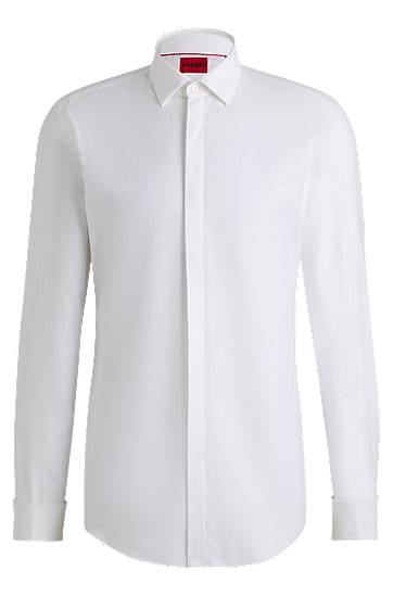 Skjorte BOSS Slim-Fit Cotton Blend Shirt Hvid | 50539770
