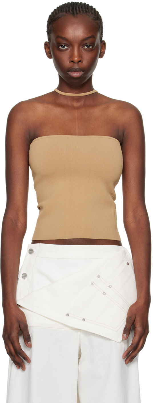 Tanktop Dion Lee Dion Lee Reverse Halter Tank Top Beige | C7272SS24