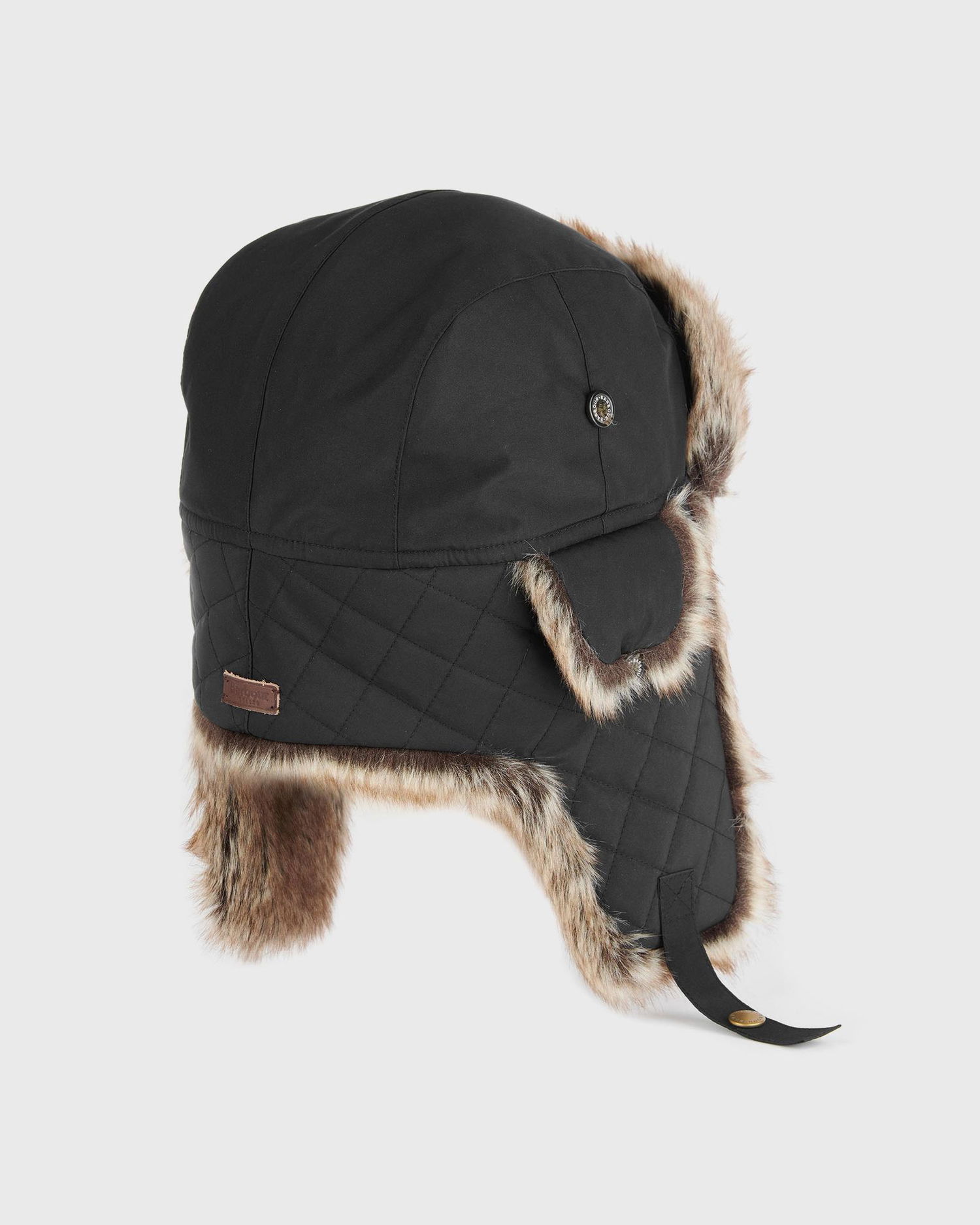 Hat Barbour Cleadon Faux Fur Trapper Hat Sort | MHA0711BK11, 1