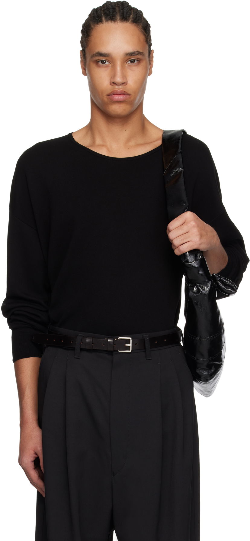 Sweater LEMAIRE Lemaire Fine Cotton Long Sleeve Sweater Sort | TO1373 LK1041