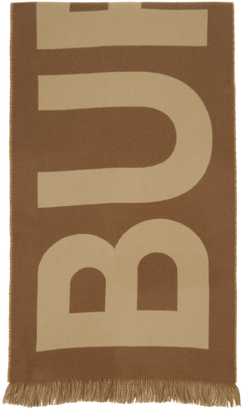 Tørklæde Burberry Jacquard Logo Scarf Brown & Beige Brun | 8057148