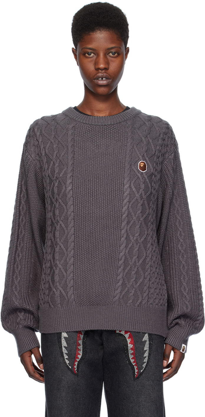 Sweater BAPE Ape Head One Point Sweater Grå | 001KNJ802006L, 0