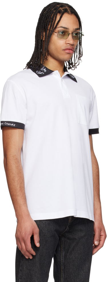 Polo skjorte Versace Versace Jeans Couture Baroque Collar Polo Hvid | E78GAGT04_ECJ01T, 1