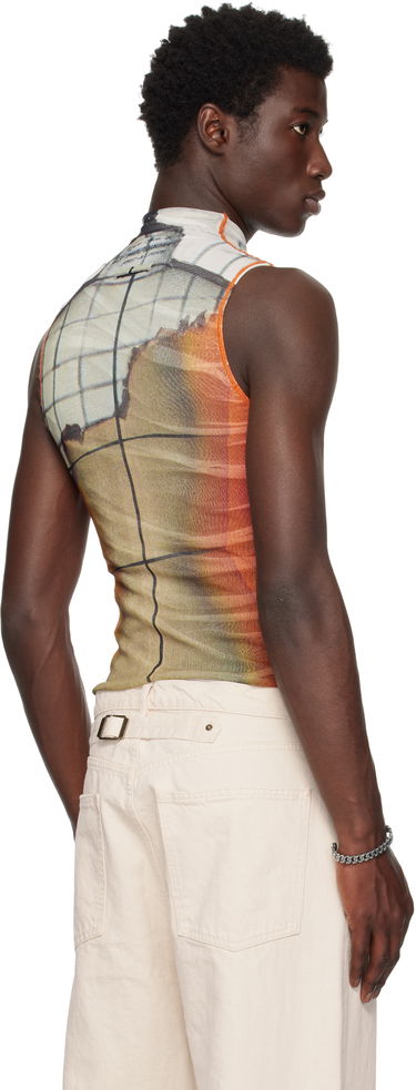 Tanktop Jean Paul Gaultier Jean Paul Gaultier 'The Fire' Printed Mesh Tank Top Orange | 25/03-W-TO307-M003P-150100, 2