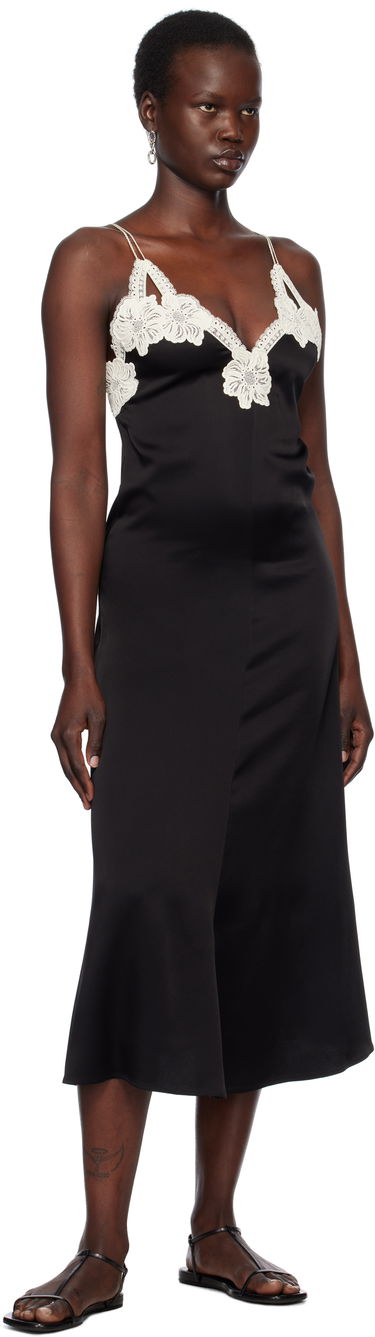 Kjole Jil Sander Jil Sander Lace Trim Slip Midi Dress Sort | J02CT0468_J76018, 3