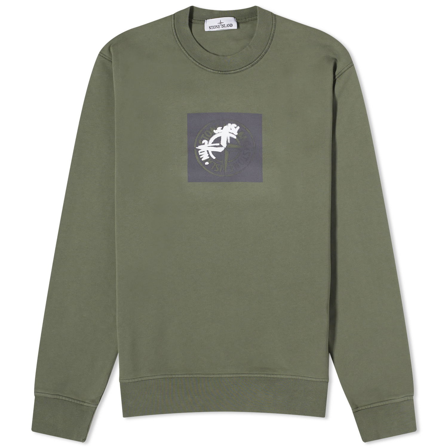 Sweater Stone Island Institutional One Badge Print Crewneck Grøn | 801566559-V0059, 0