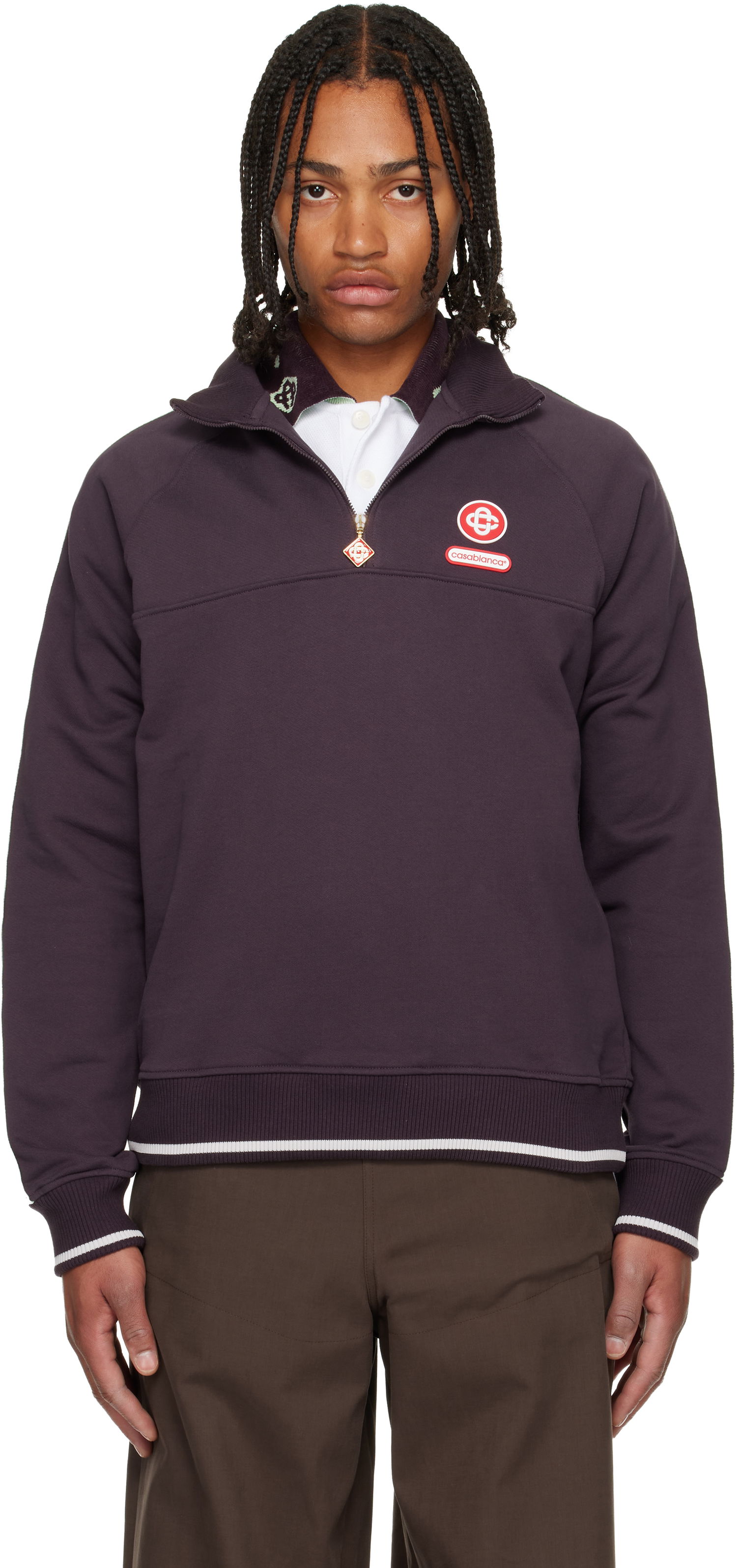 Sweatshirt Casablanca Quarter Zip Laurel Sweatshirt Lilla | M-AW25-JTP-419-01, 0