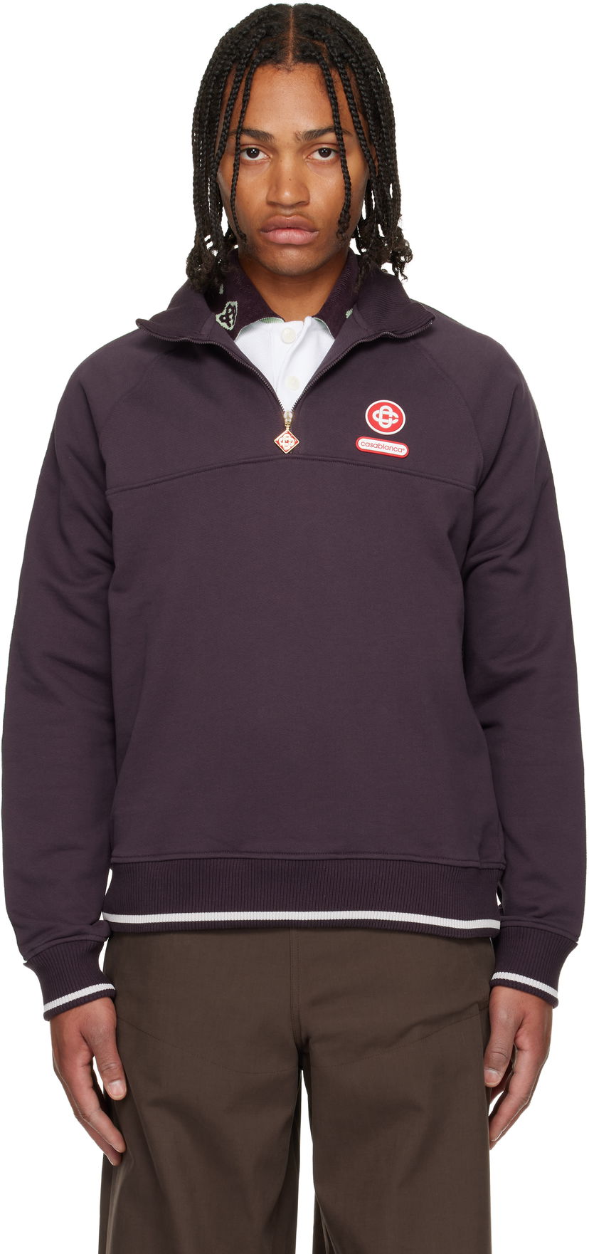 Sweatshirt Casablanca Quarter Zip Laurel Sweatshirt Lilla | M-AW25-JTP-419-01