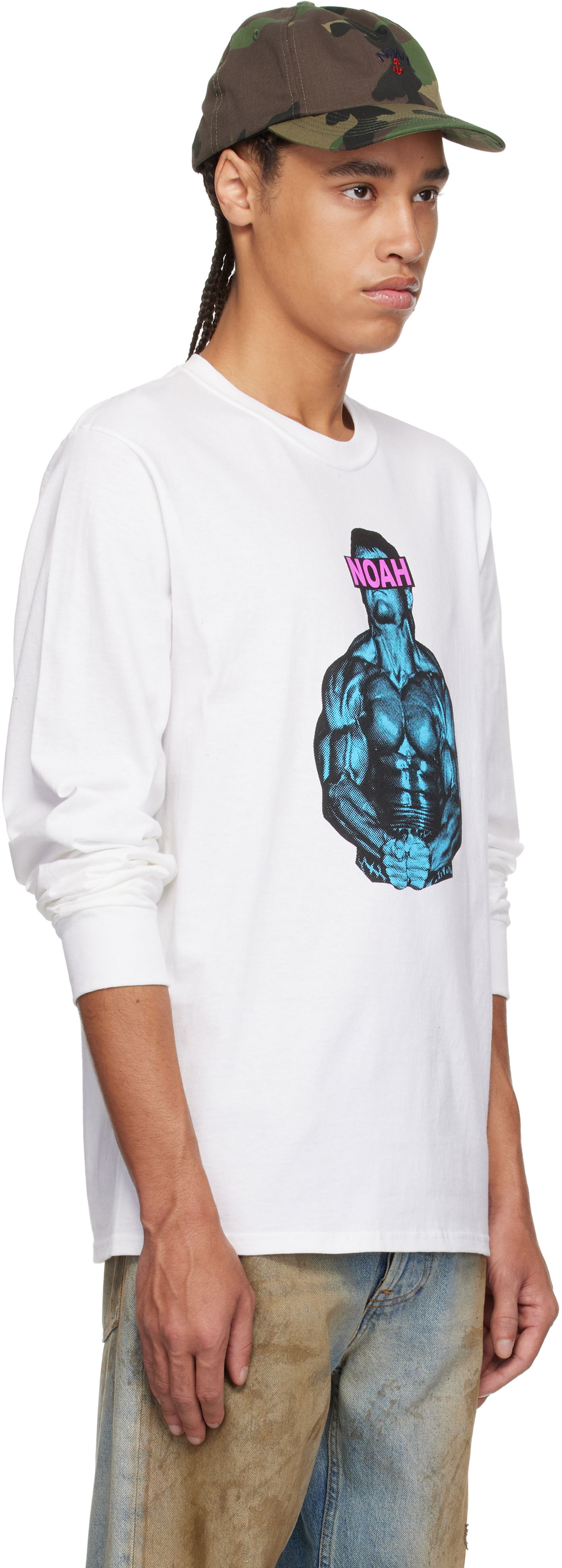 T-shirt Noah Noah 'The Pain Cave' Graphic Long Sleeve T-Shirt Hvid | T256SS25WHT, 1