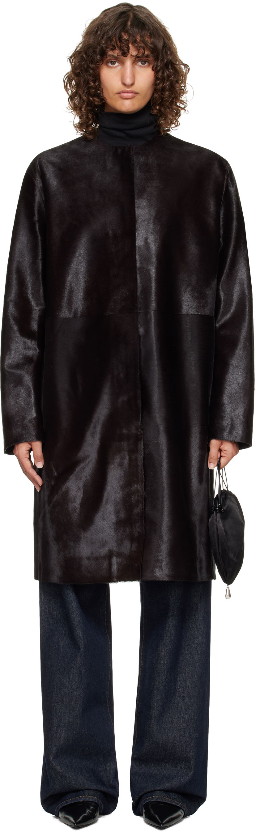 Frakker Loulou de Saison Loulou de Saison Miller Pony Effect Leather Coat Sort | MILLER