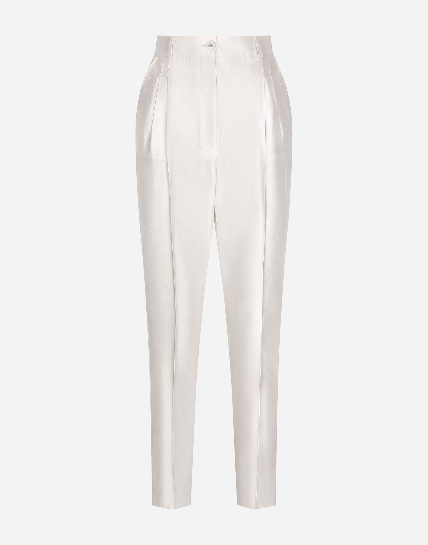 Bukser Dolce & Gabbana Dolce & Gabbana Shantung Silk Pants Hvid | FTCJDTFU1L5W3789, 0
