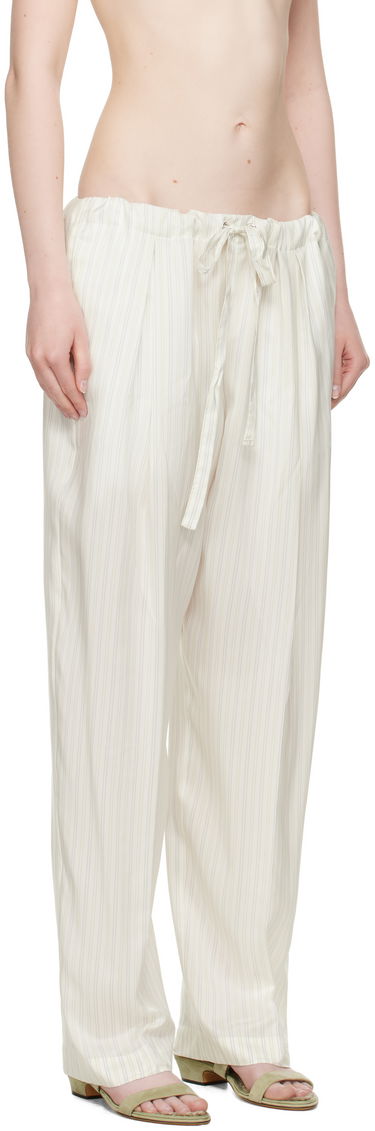 Bukser Khaite KHAITE Trenton Striped Drawstring Trousers Hvid | 31603003, 1