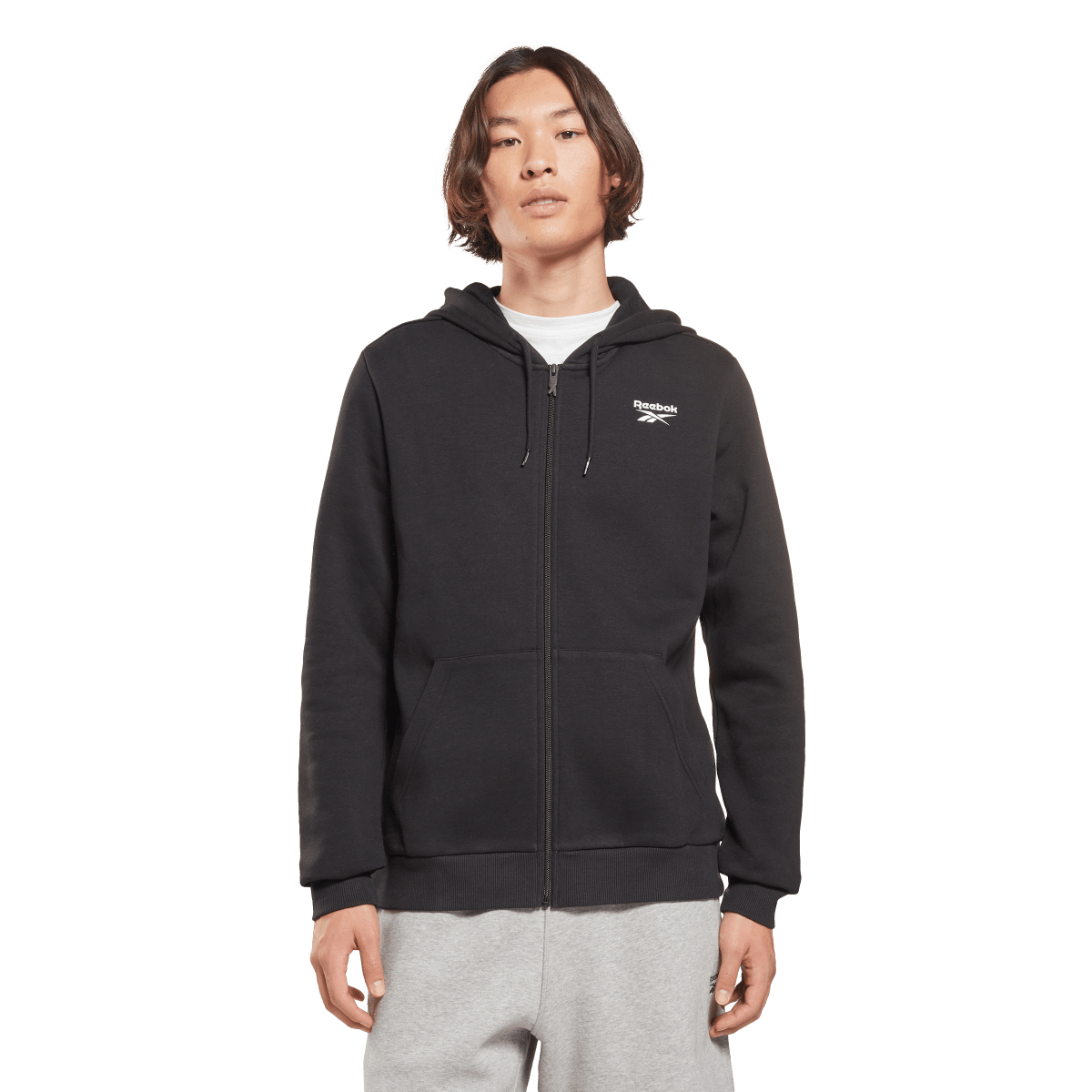 Sweatshirt Reebok Full-Zip Hoodie with Left Chest Logo Sort | HG4450, 0