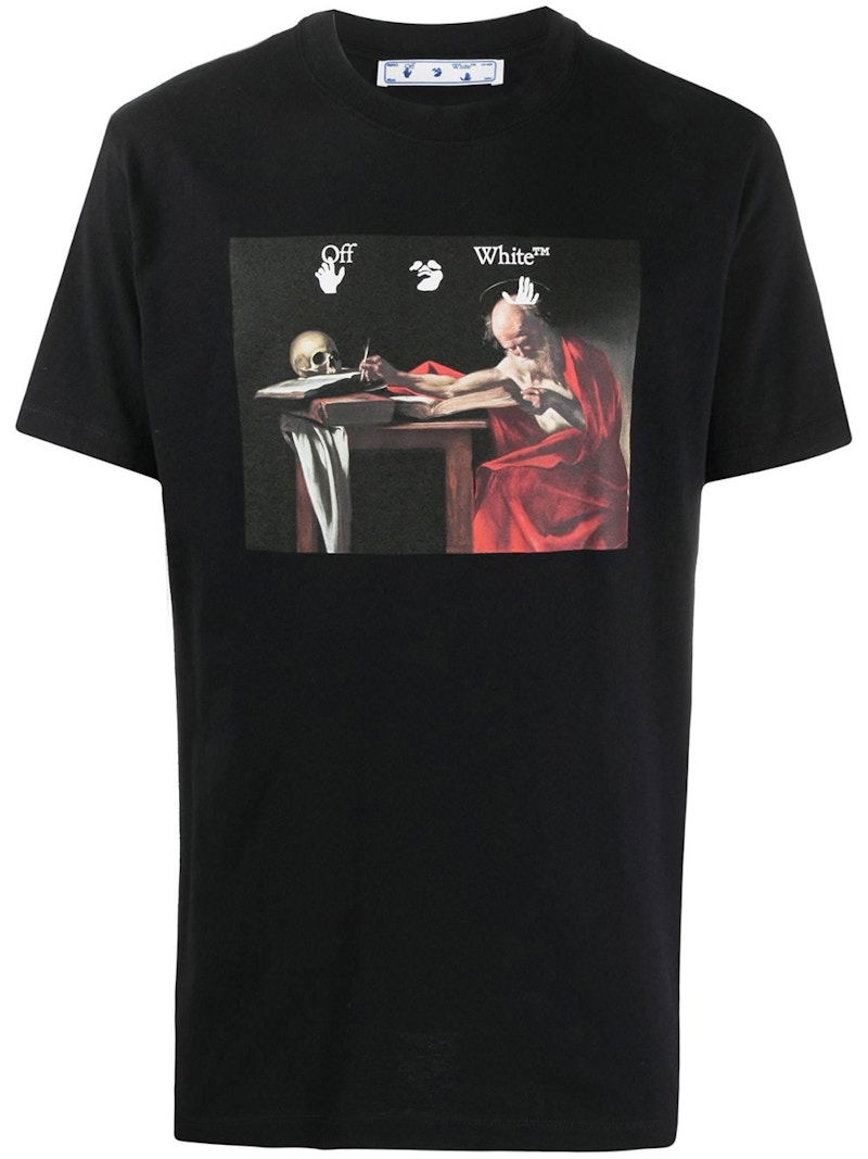 T-shirt Off-White Slim Fit Saint Jerome Writing  T-shirt Sort | OMAA027R21JER0041025