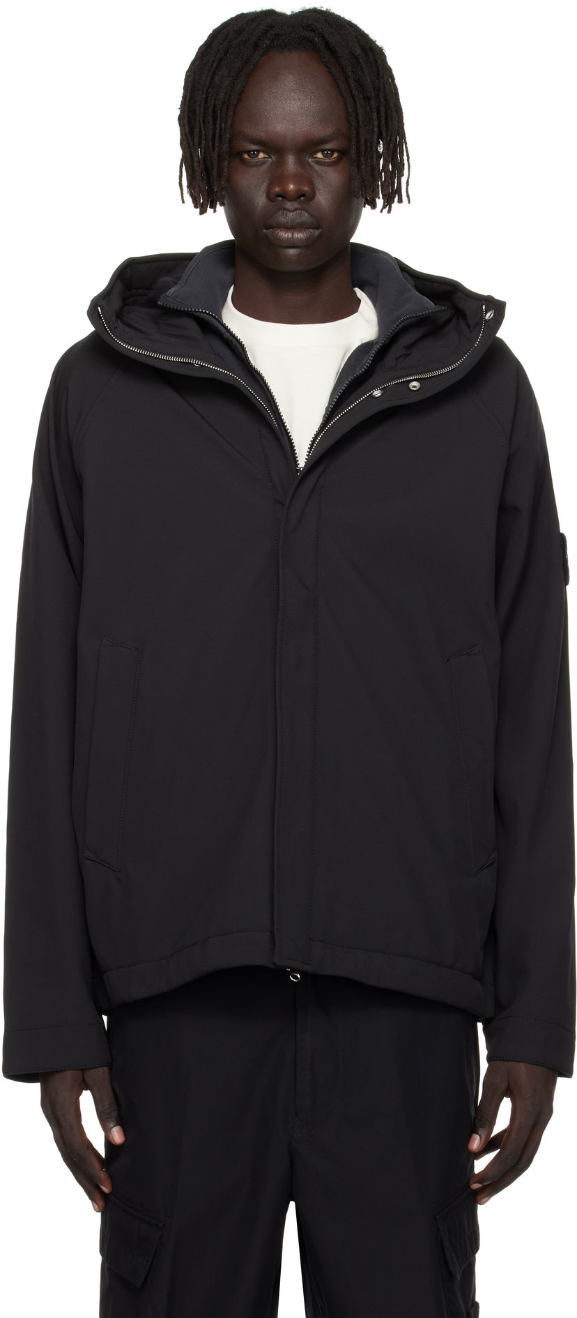 Jakke Stone Island Soft Shell-R E.Dye Hooded Jacket Sort | K2S15 Q100010 S0B22