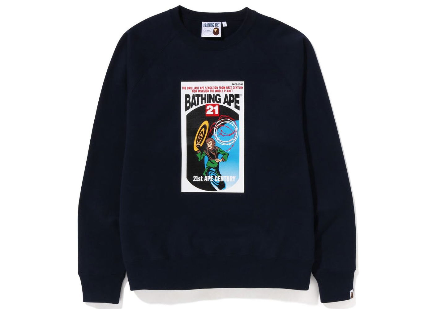 Sweater BAPE Bathing Ape Relaxed Fit 21st Century Crewneck Mørkeblå | 1J30-113-001, 0