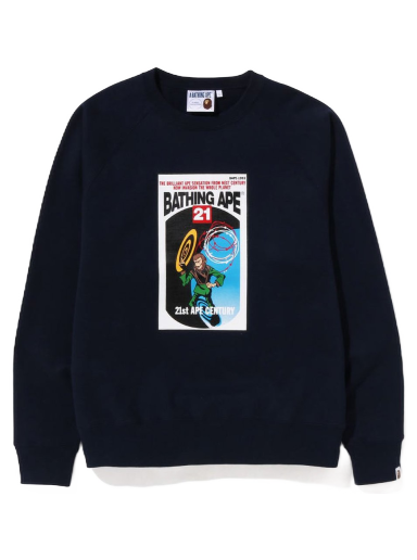 Sweater BAPE Bathing Ape Relaxed Fit 21st Century Crewneck Mørkeblå | 1J30-113-001