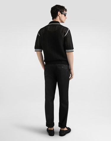 Polo skjorte Dolce & Gabbana Dolce & Gabbana Crochet Effect Polo Shirt Sort | GXZ94ZJBCHEN0004, 2