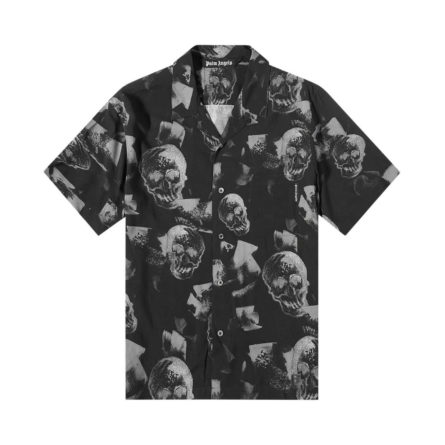 Skjorte Palm Angels Skull Print Bowling Shirt Sort | PMGA110F22FAB0091001, 1