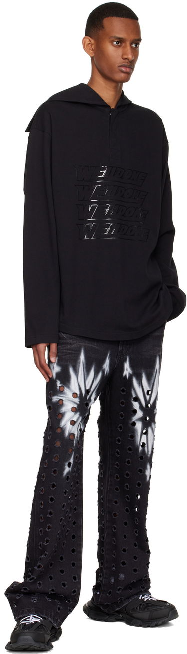 Sweatshirt We11done We11done Embossed-Logo Cotton Henley Sort | WD-TT1-22-554-U-BK, 3
