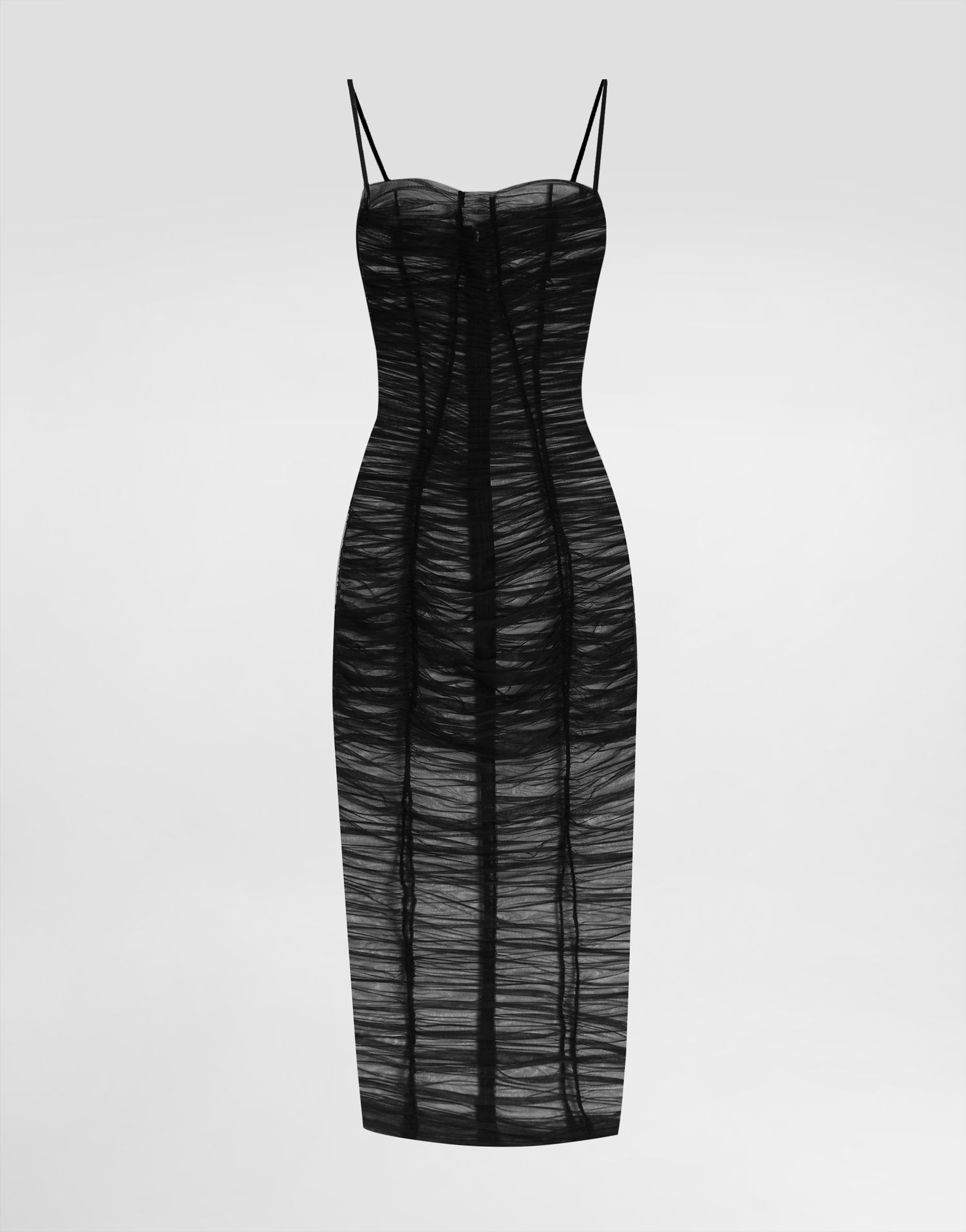 Kjole Dolce & Gabbana Dolce & Gabbana Draped Tulle Calf-Length Dress Sort | F6TNKTFUUBNN0000, 0