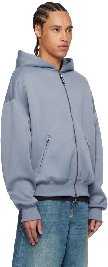 Sweatshirt Palm Angels Palm Angels Neoprene Zip-Up Hoodie Blå | PMEA292S25FAB0010909, 1
