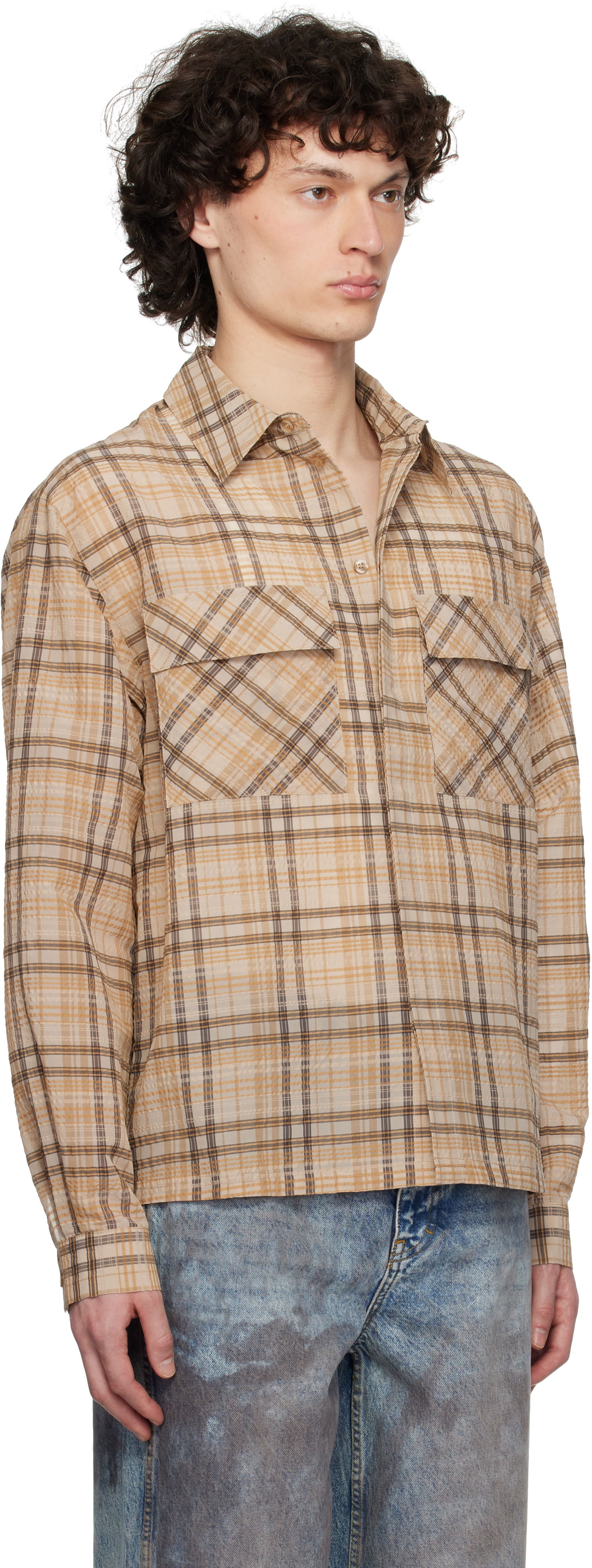 Skjorte Represent Clo Represent Sheer Flannel Shirt Beige | MLM2907, 1