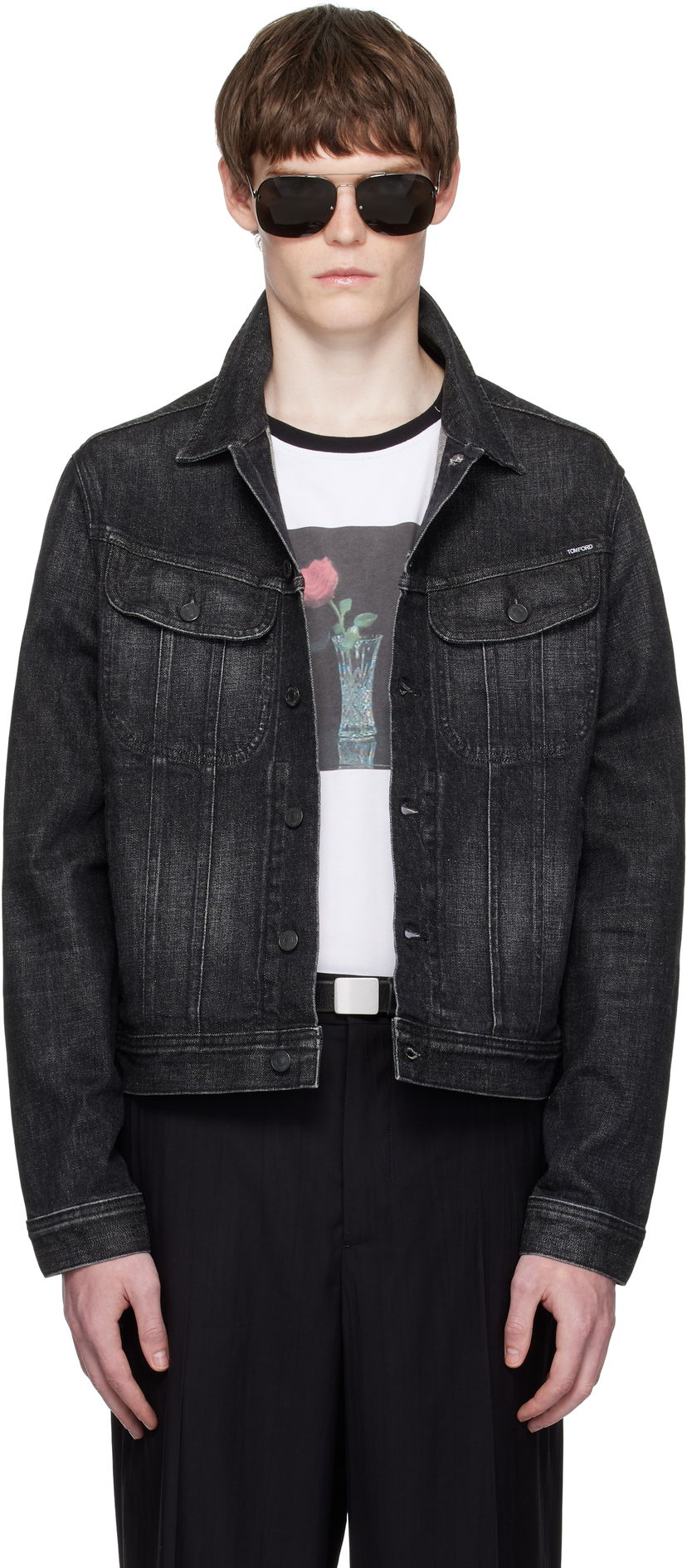 Jakke Tom Ford TOM FORD Icon Selvedge Denim Jacket Sort | DJI001-DMC076
