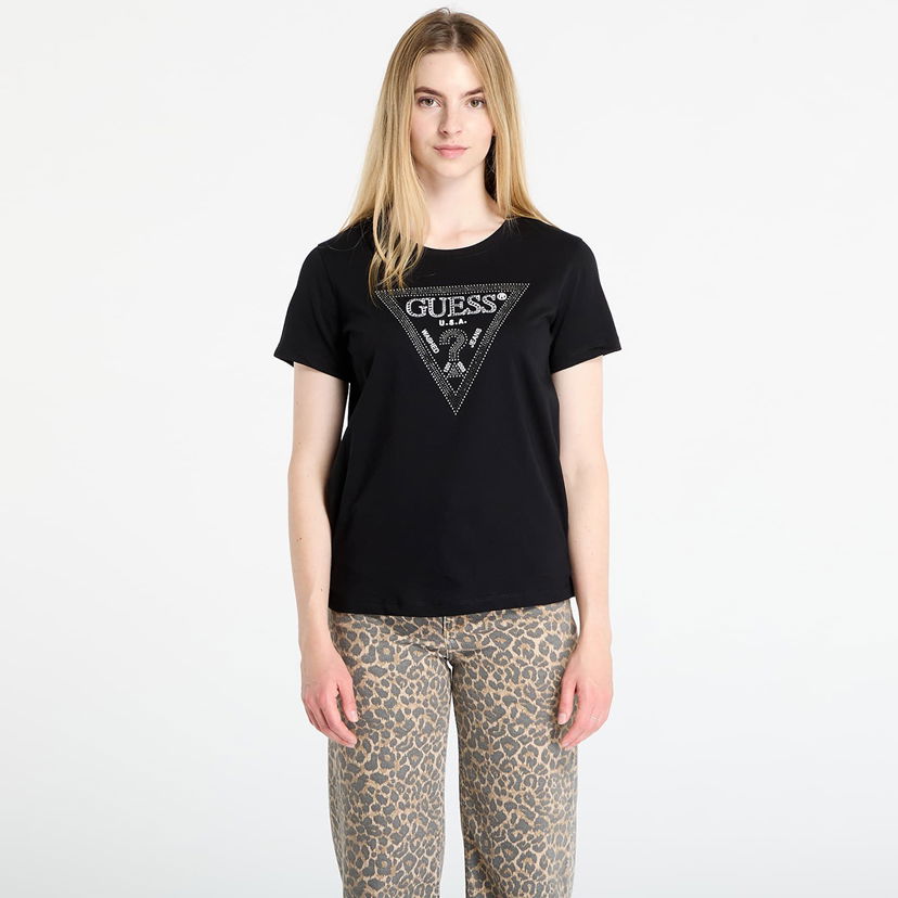T-shirt GUESS GUESS Krystal Triangle Tee Sort | W5BI18I3Z14-JBLK