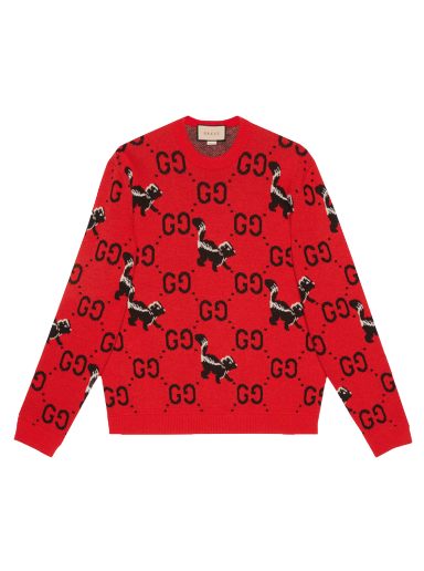 Sweater Gucci GG And Skunk Wool Knit Sweater Rød | 711576 XKCL2 6229