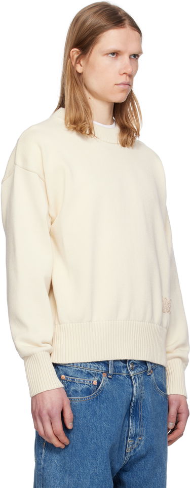 Sweater AMI AMI Paris Embroidered Crewneck Sweater Brun | HKS163.KN0063, 4