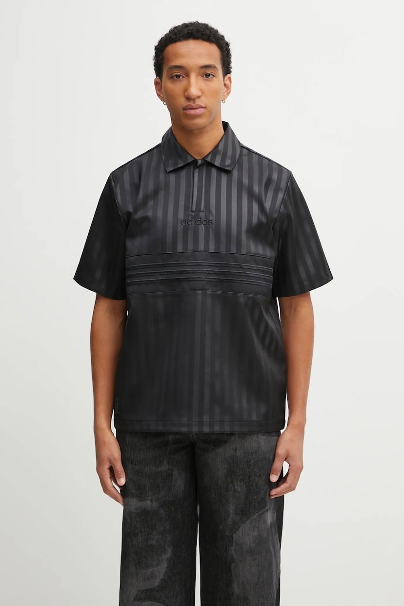 Polo skjorte adidas Originals Originals Striped Satin Jersey Polo Shirt Sort | JV7586