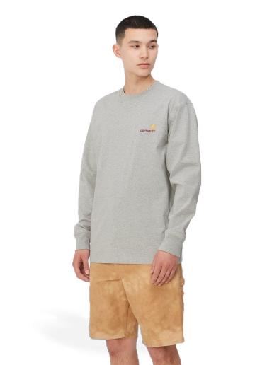 T-shirt Carhartt WIP L/S American Script T-Shirt "Grey Heather" Grå | I029955_V6_XX