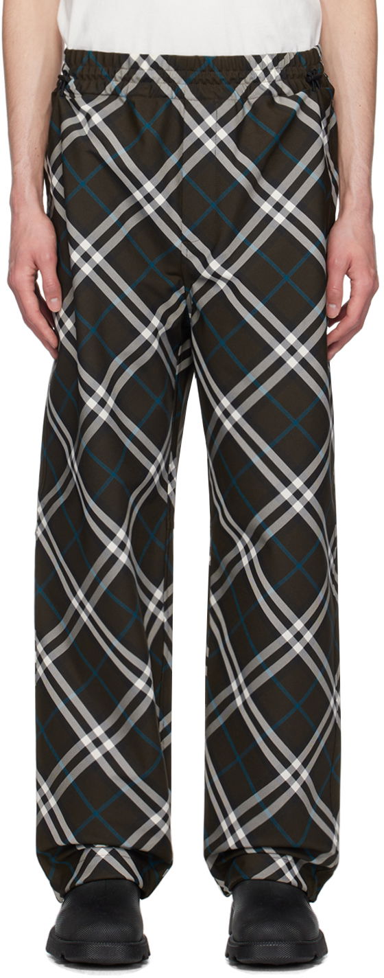 Joggingbukser Burberry Khaki Check Track Pants Sort | 8095480