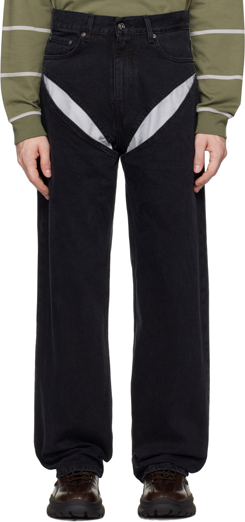 Jeans Y/PROJECT Black Cut Out Jeans Sort | 207PA006