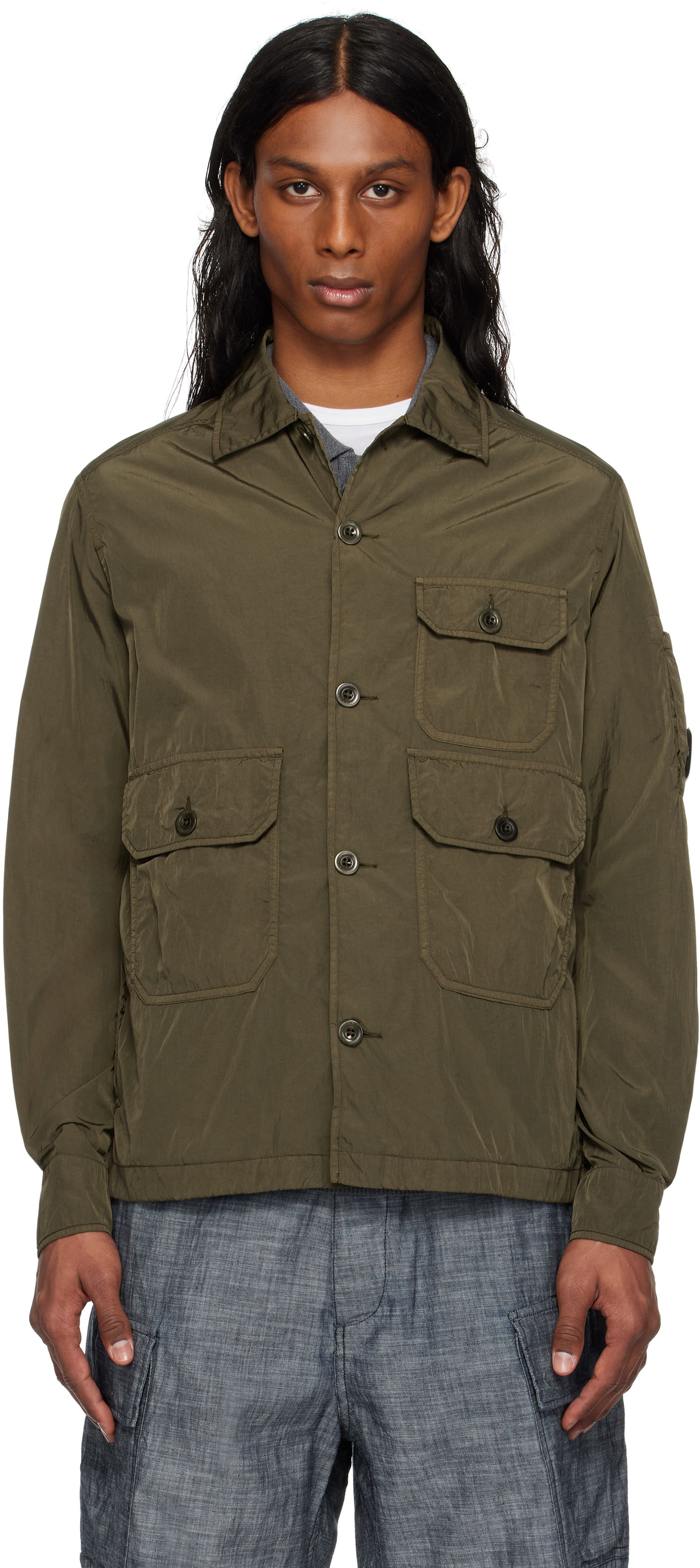 Vindjakke C.P. Company C.P. Company Chrome-R Overshirt Grøn | 18CMOS013A-005904G, 0