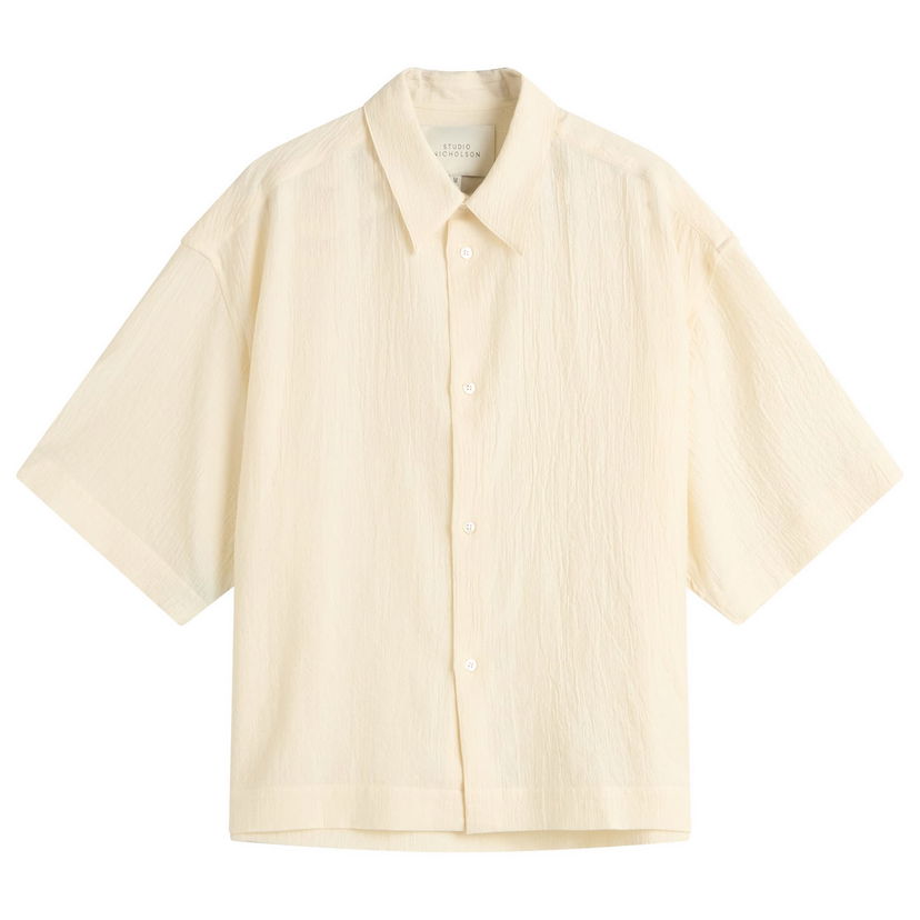 Skjorte Studio Nicholson Boxy Short Sleeve Shirt, Size X-Large Beige | SANKOSNM-1267-MLK