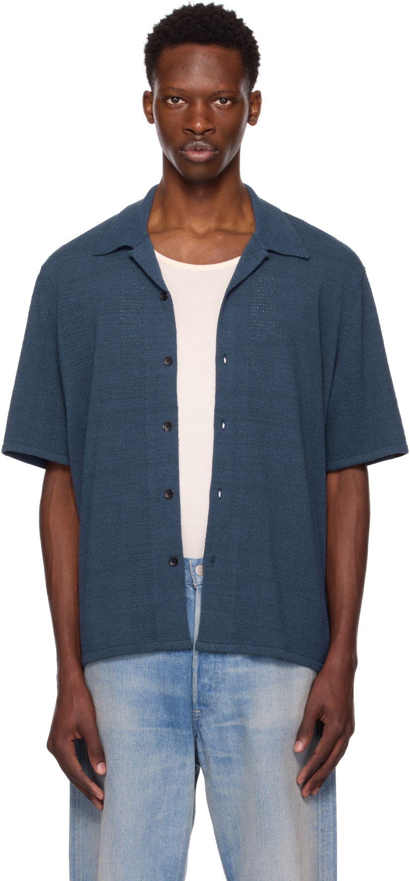 Skjorte rag & bone Rag & Bone Avery Zuma Knitted Shirt Blå | MBS25P020NC20