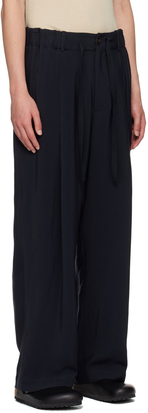 Bukser Studio Nicholson Studio Nicholson Noam Pleated Trousers Mørkeblå | NOAM SNM - 1186, 1