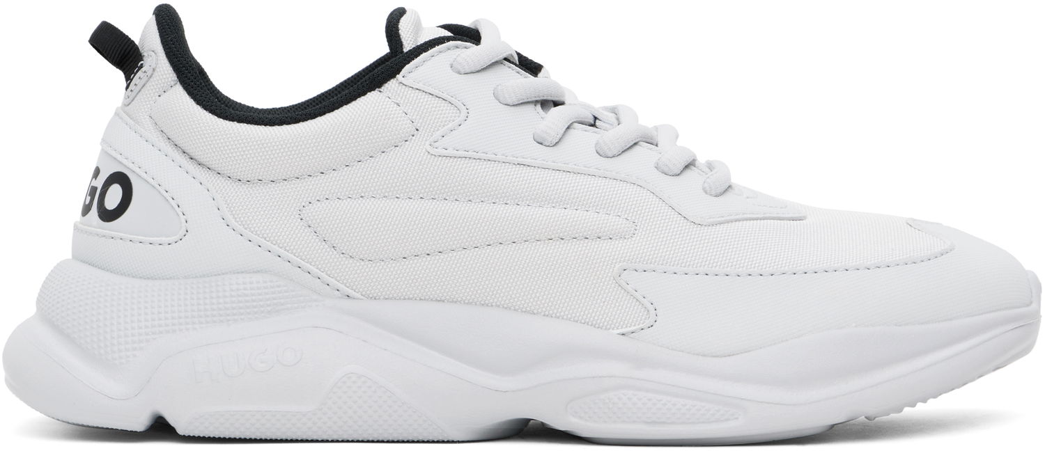 Tøj BOSS Hugo Gray Faux-Leather Sneakers Hvid | 50536960, 0