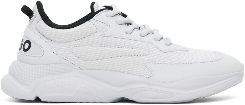 Tøj BOSS Hugo Gray Faux-Leather Sneakers Hvid | 50536960