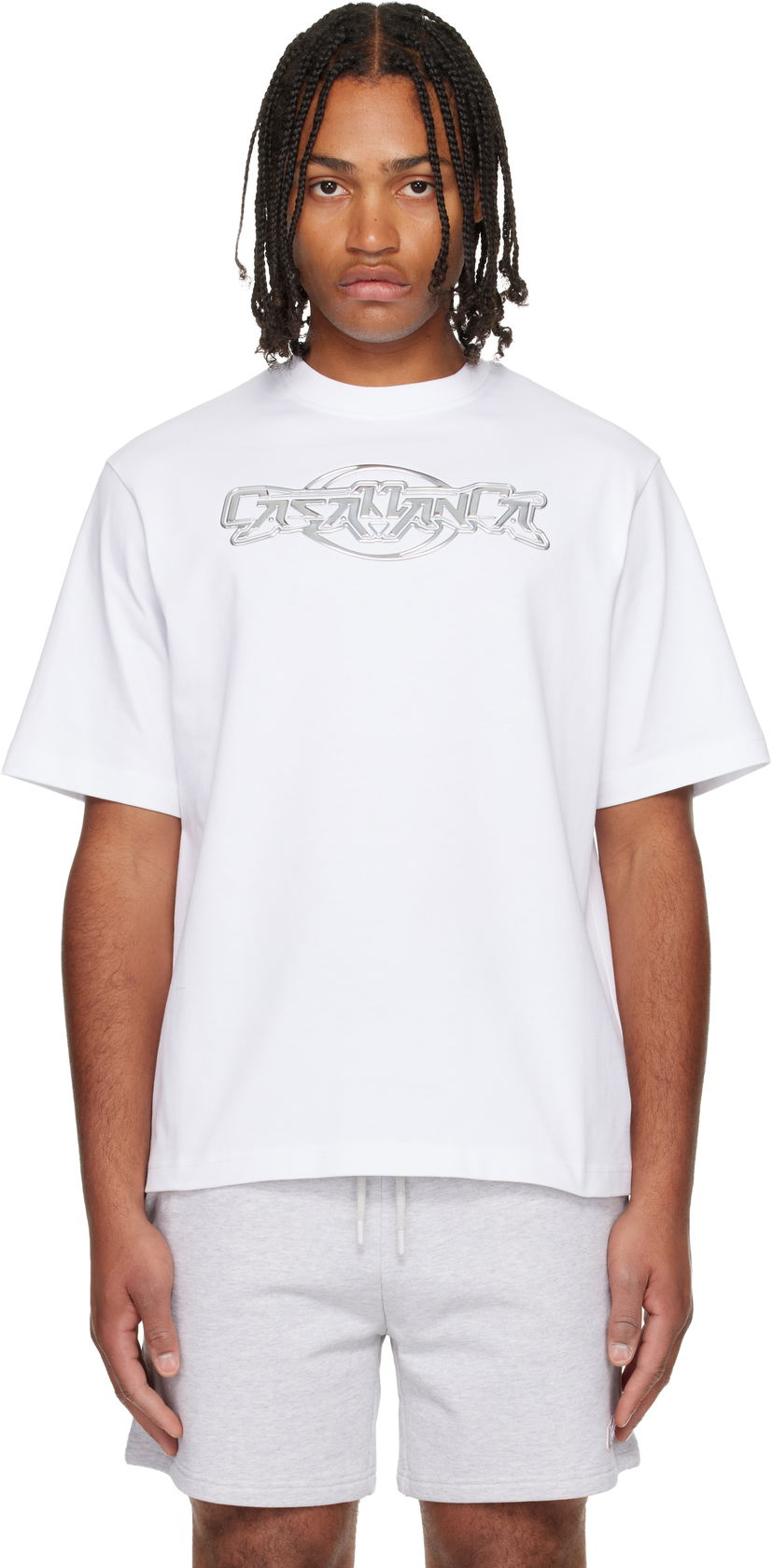 T-shirt Casablanca 'Casablanca' Chrome Oversized Short Sleeve T-shirt Hvid | M-AW25-JTS-044-06