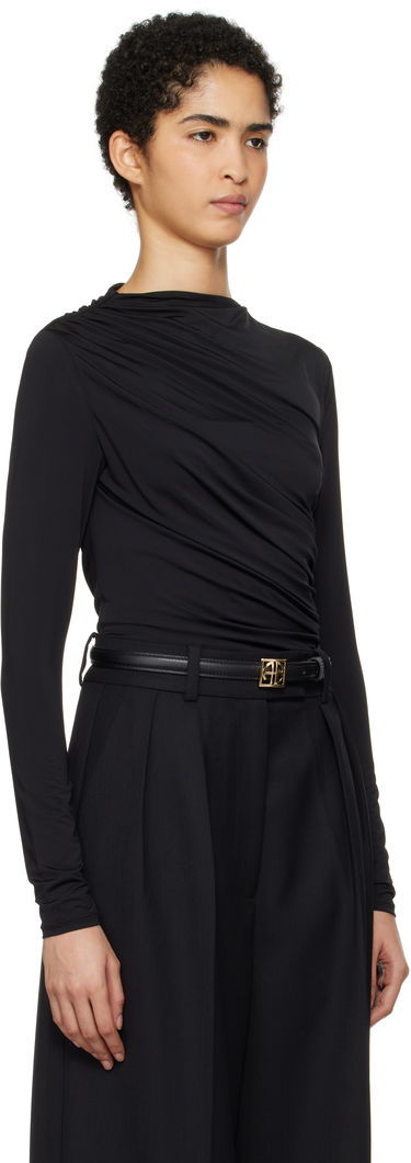 T-shirt Anine Bing Anine Bing Bray Draped Jersey Top Sort | A-08-10037-BLK29, 1