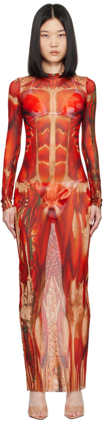 Kjole Jean Paul Gaultier Gaultier 'The Écorché' Maxi Dress Rød | 24/30-F-RO254-T554-301540