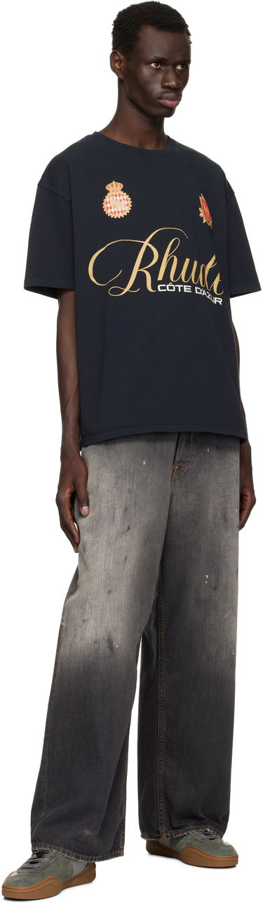 T-shirt Rhude Rhude Script Crest T-Shirt Mørkeblå | RHPS25TT07012, 3