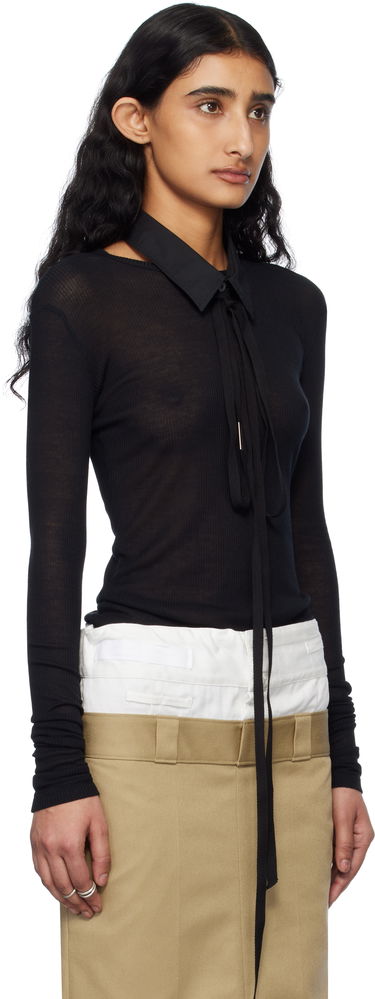Sweater Ann Demeulemeester Ann Demeulemeester Fiene Long Sleeve T-Shirt Sort | 2510-W-JTS12-FA570-099, 1