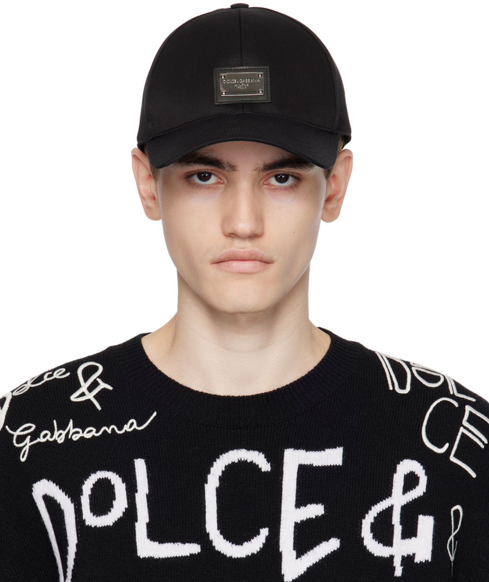 Kasket Dolce & Gabbana Black Plaque Cap Sort | GH590AGF421, 0